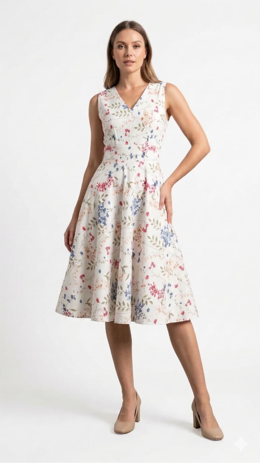 Vestido princesa acampanado de drill