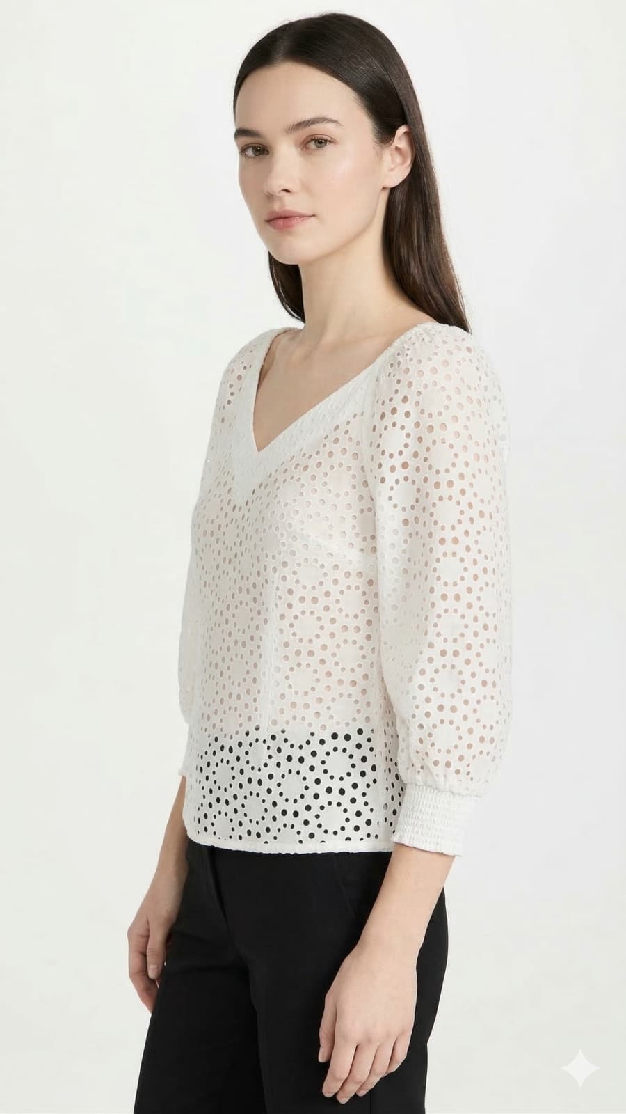 Blusa broderie manga 3/4